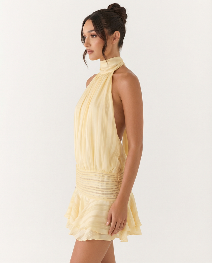 Fiona Pleated Halter Mini Dress