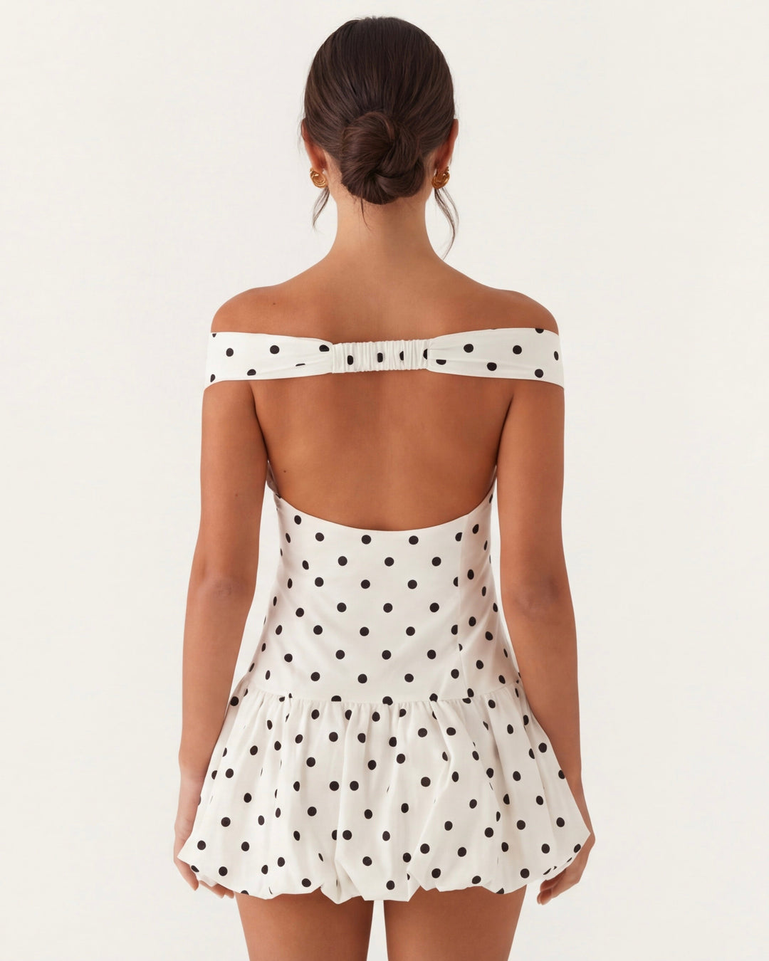 Gwen Off Shoulder Polka Dot Mini Dress