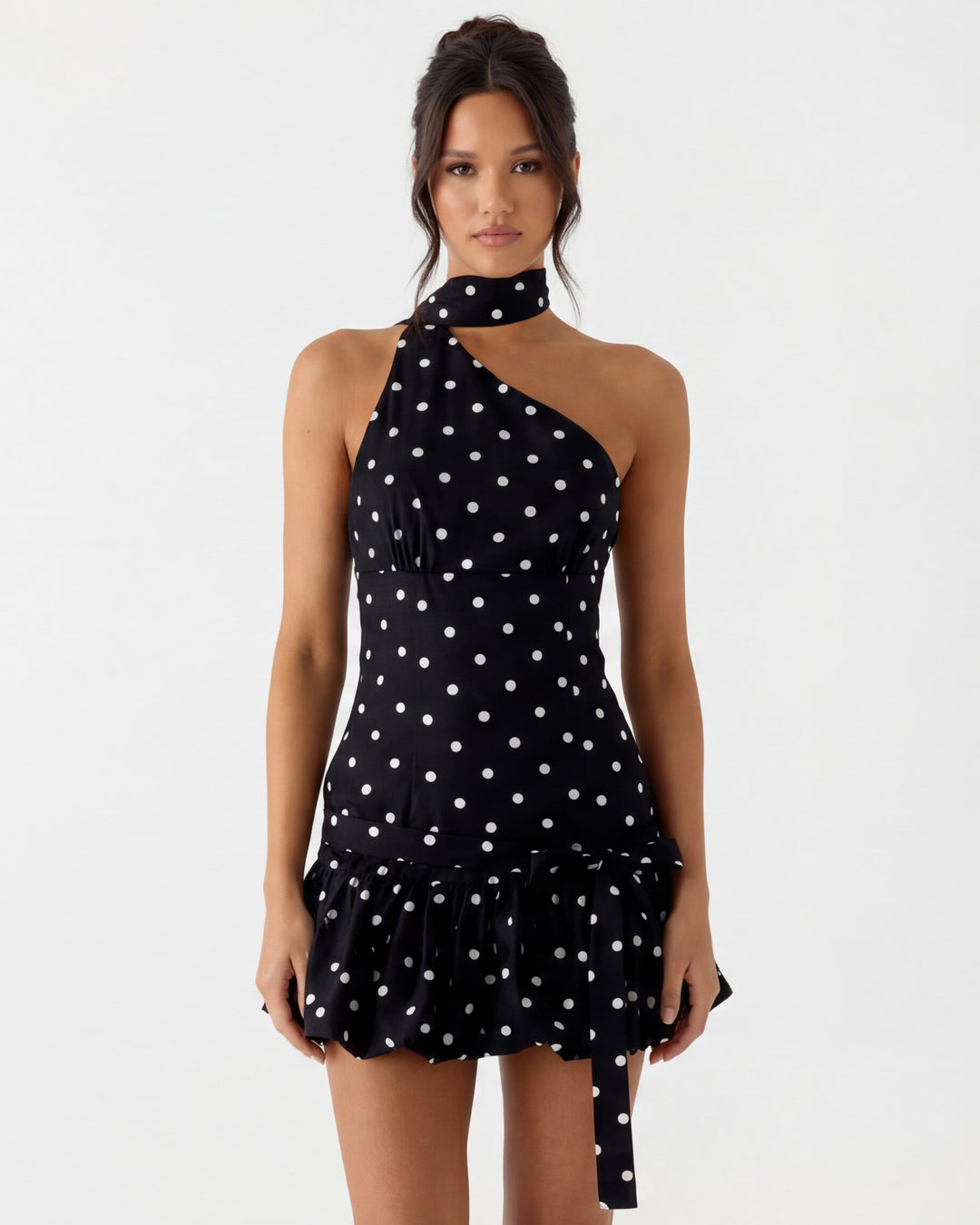 Devon Polka Dot Halter Mini Dress