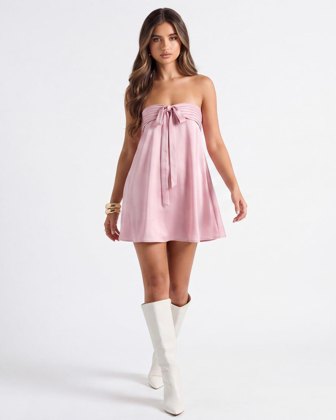 Chelsea Strapless Gathered Mini Dress