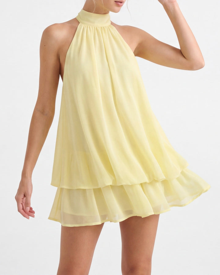 Glacy Halter Sheer Mini Dress