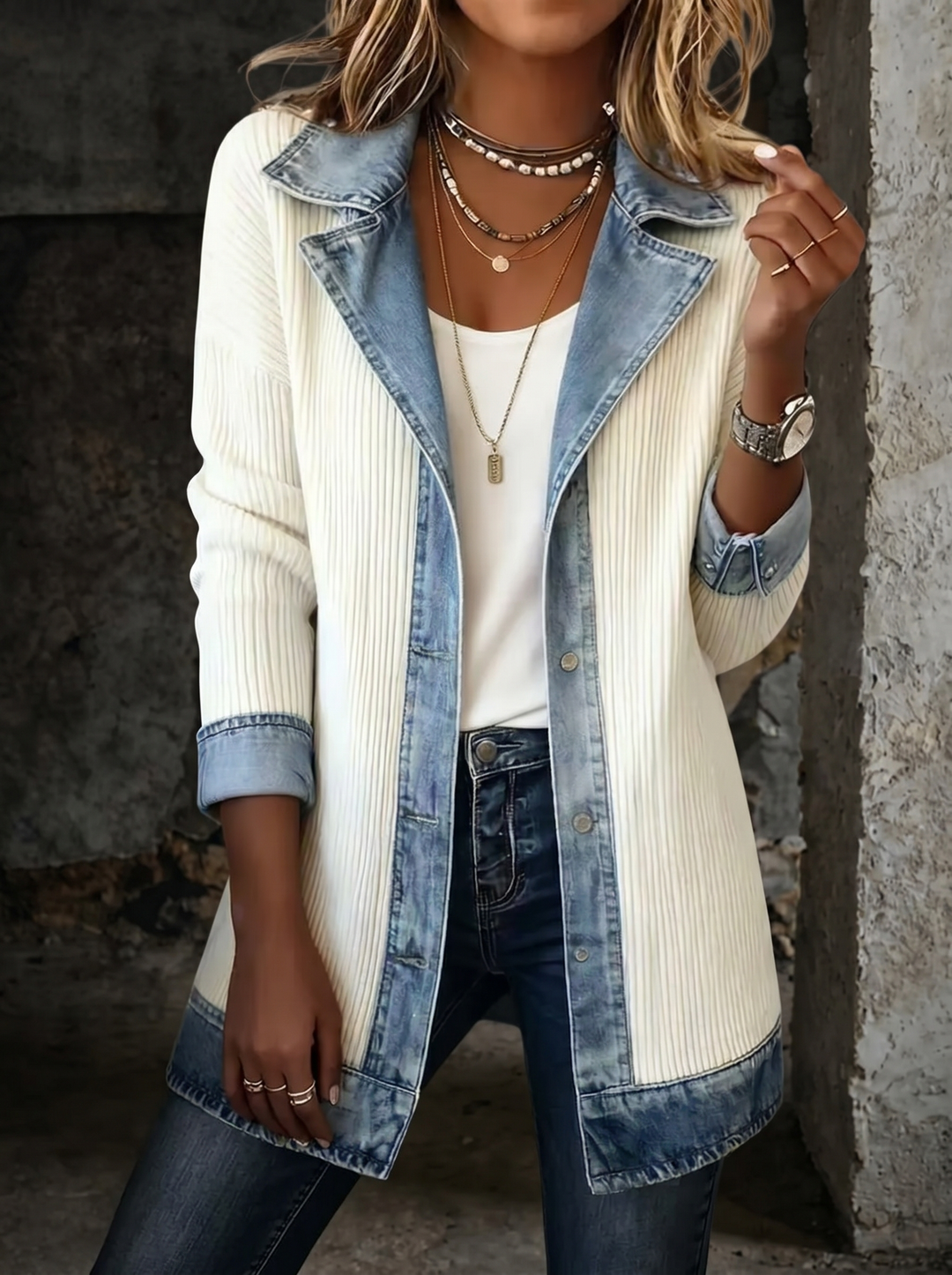 Greta Contrast Trim Longline Jacket