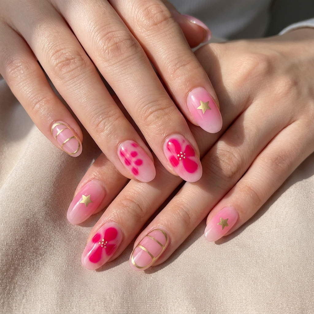 Pink Bloom Aura Press-On Nails