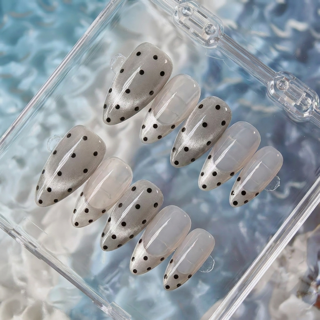 Silver Polka Dot Press-On Nails