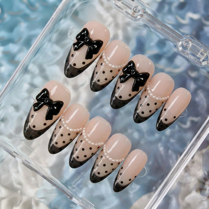 Midnight Bow Press-On Nails