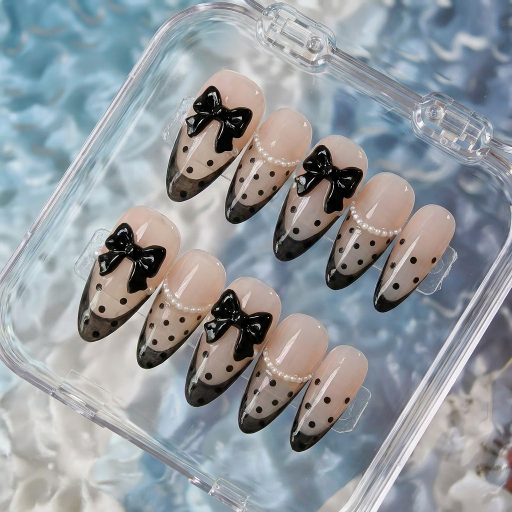 Midnight Bow Press-On Nails