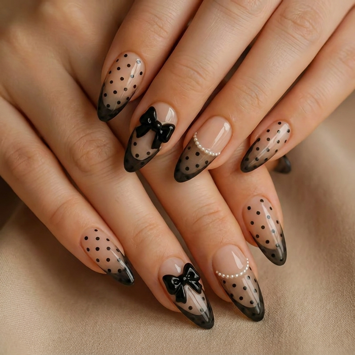 Midnight Bow Press-On Nails