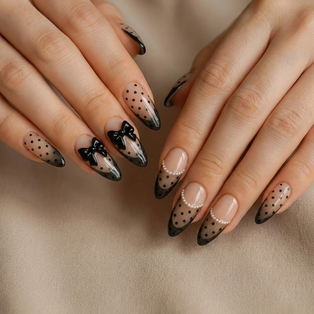 Midnight Bow Press-On Nails
