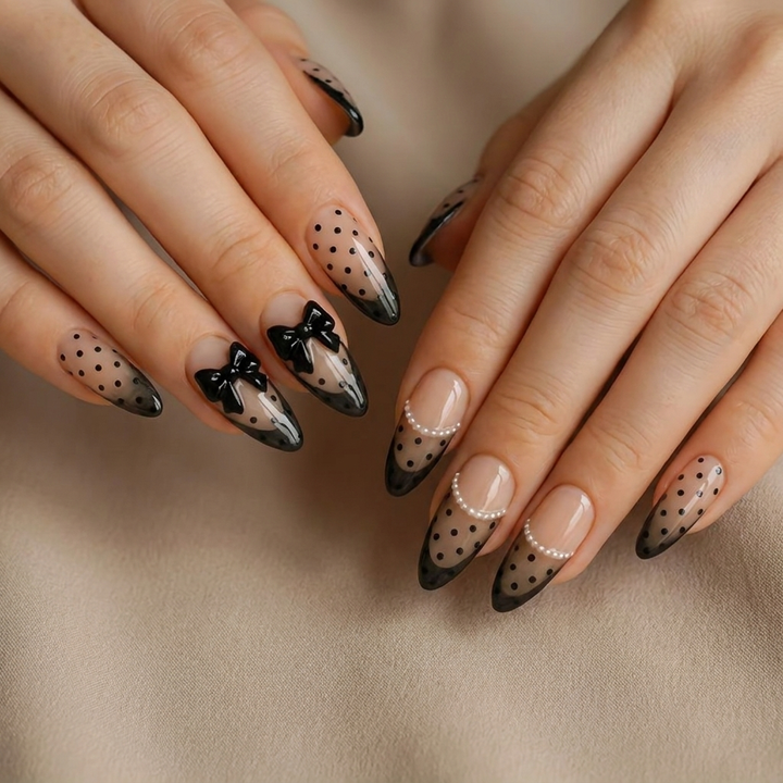 Midnight Bow Press-On Nails