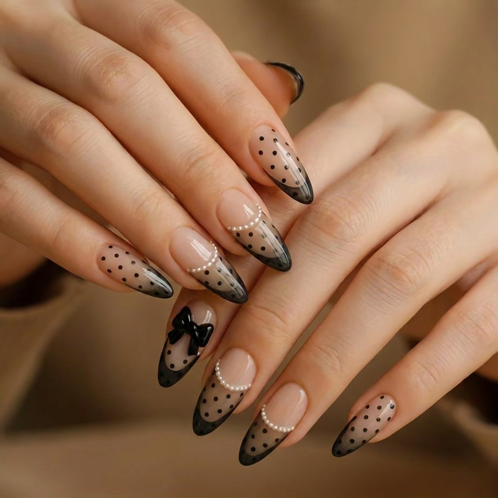 Midnight Bow Press-On Nails