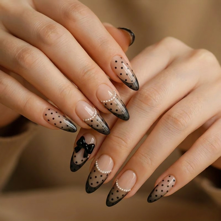 Midnight Bow Press-On Nails