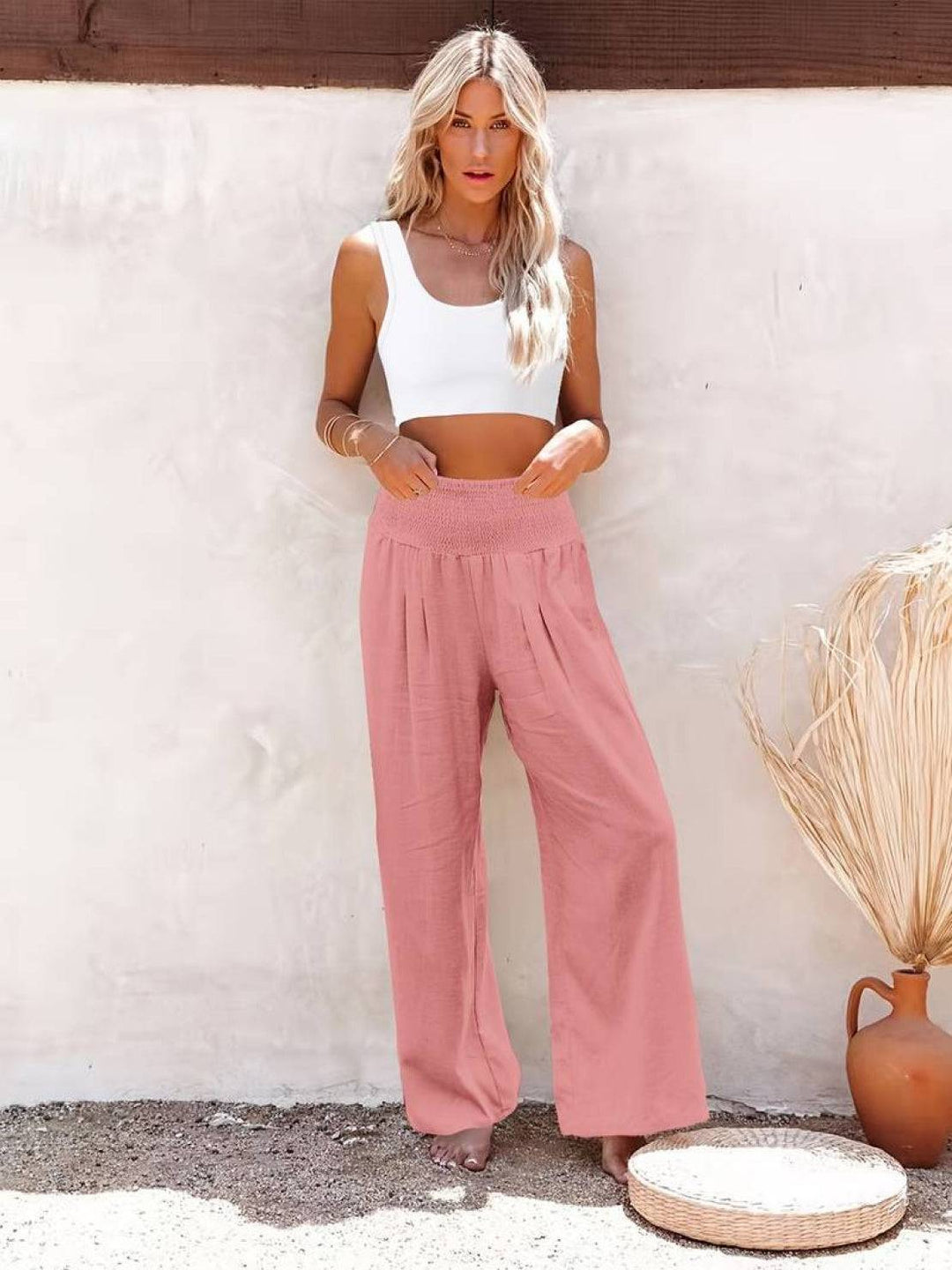 Dune Smocked Wide Leg Pants