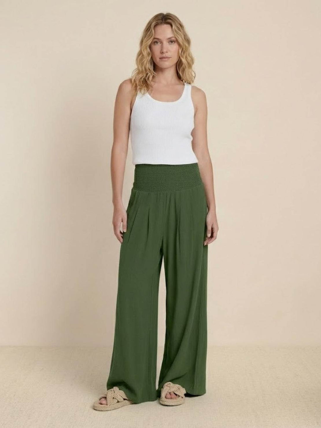 Dune Smocked Wide Leg Pants
