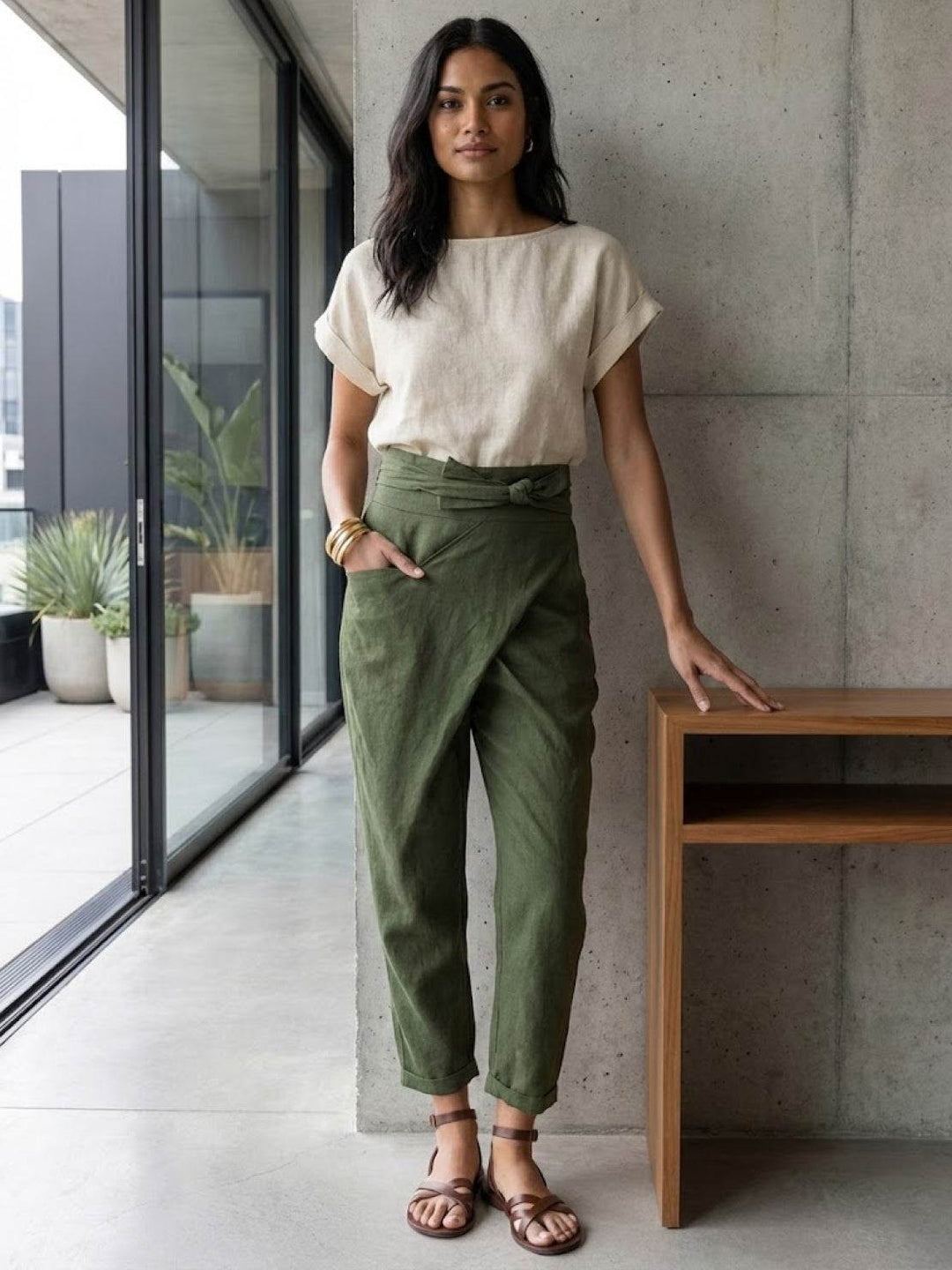 Atlas Wrap Waist Tapered Pants