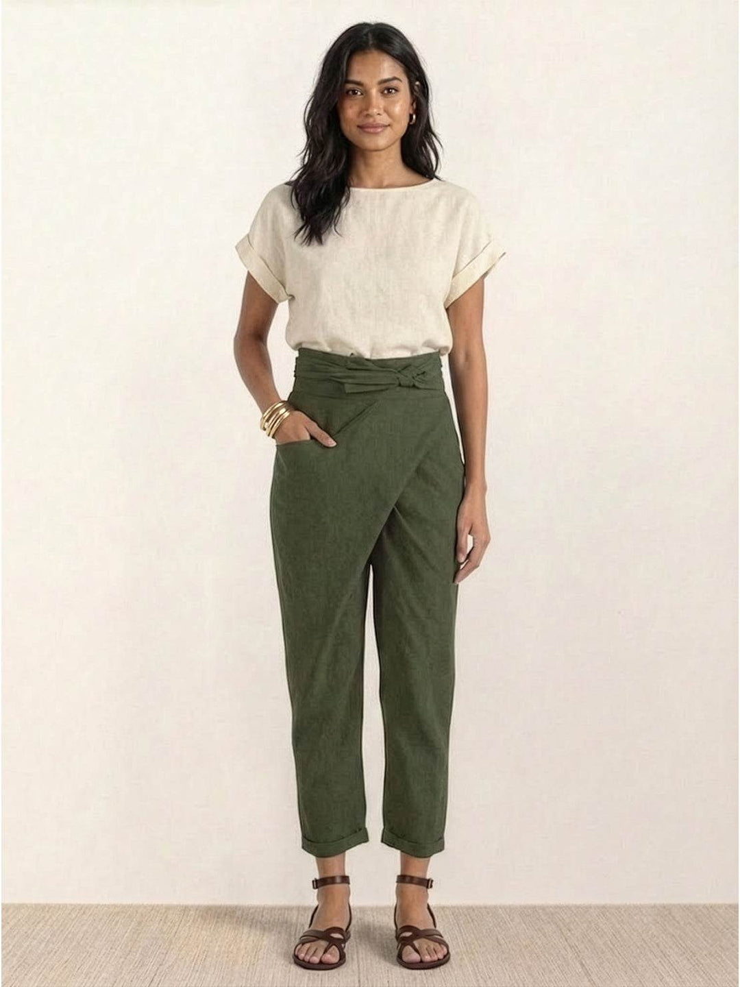 Atlas Wrap Waist Tapered Pants