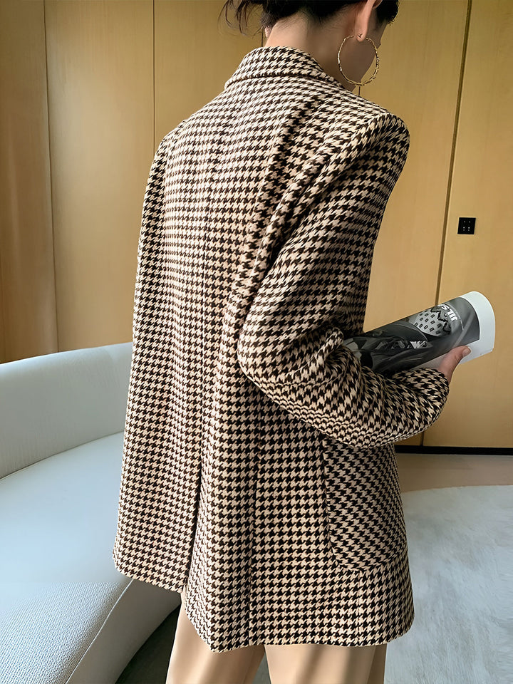 Clover Belted Houndstooth Blazer