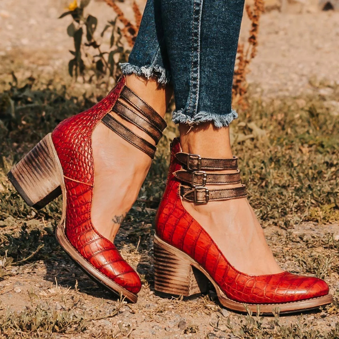 Valenne Buckled Cutout Heels