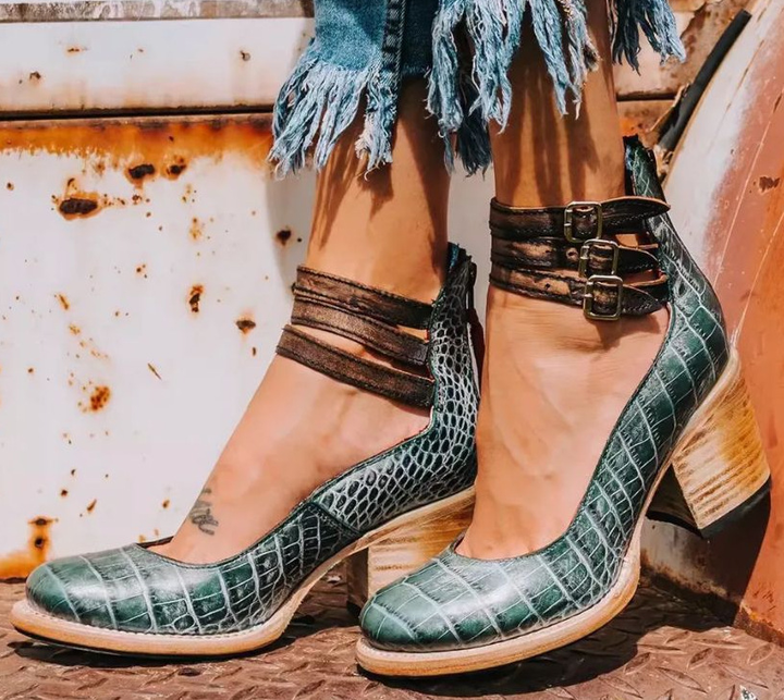 Valenne Buckled Cutout Heels
