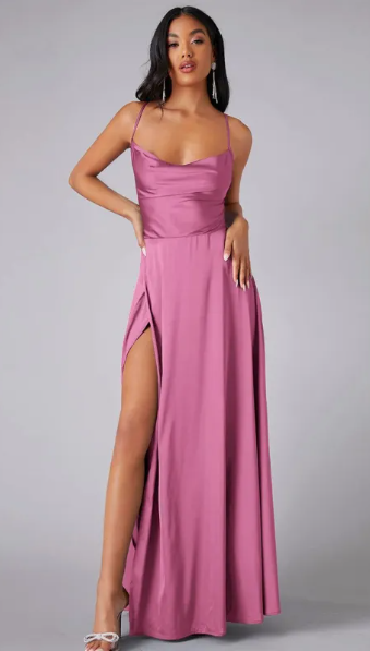 Josie Satin Slit Maxi Dress