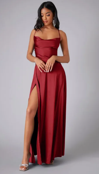 Josie Satin Slit Maxi Dress