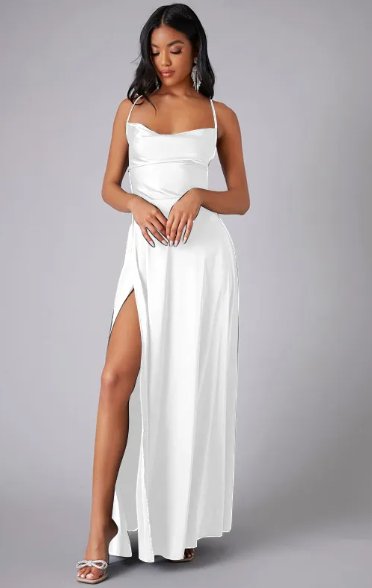 Josie Satin Slit Maxi Dress