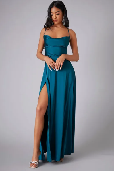 Josie Satin Slit Maxi Dress
