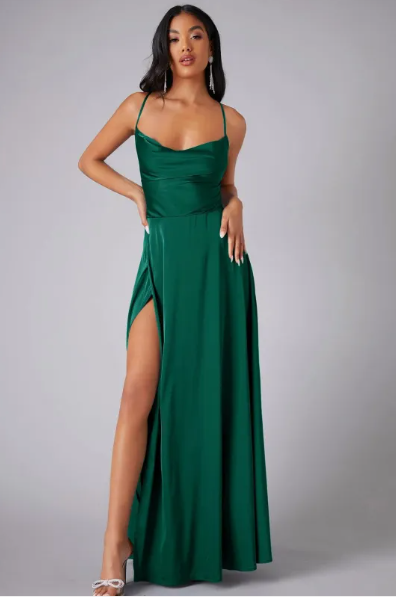 Josie Satin Slit Maxi Dress