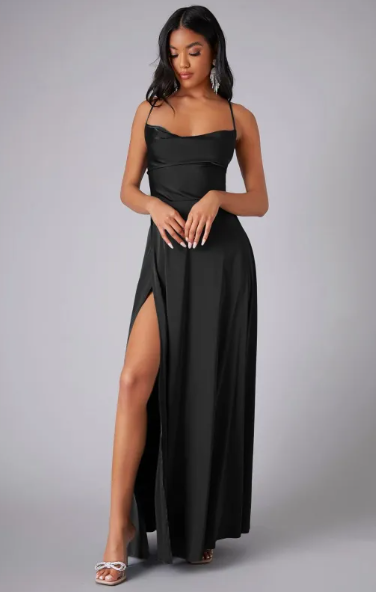 Josie Satin Slit Maxi Dress