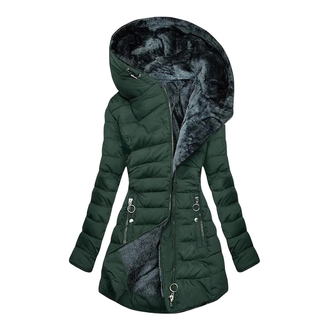 Elise Plush-Hood Longline Puffer Coat
