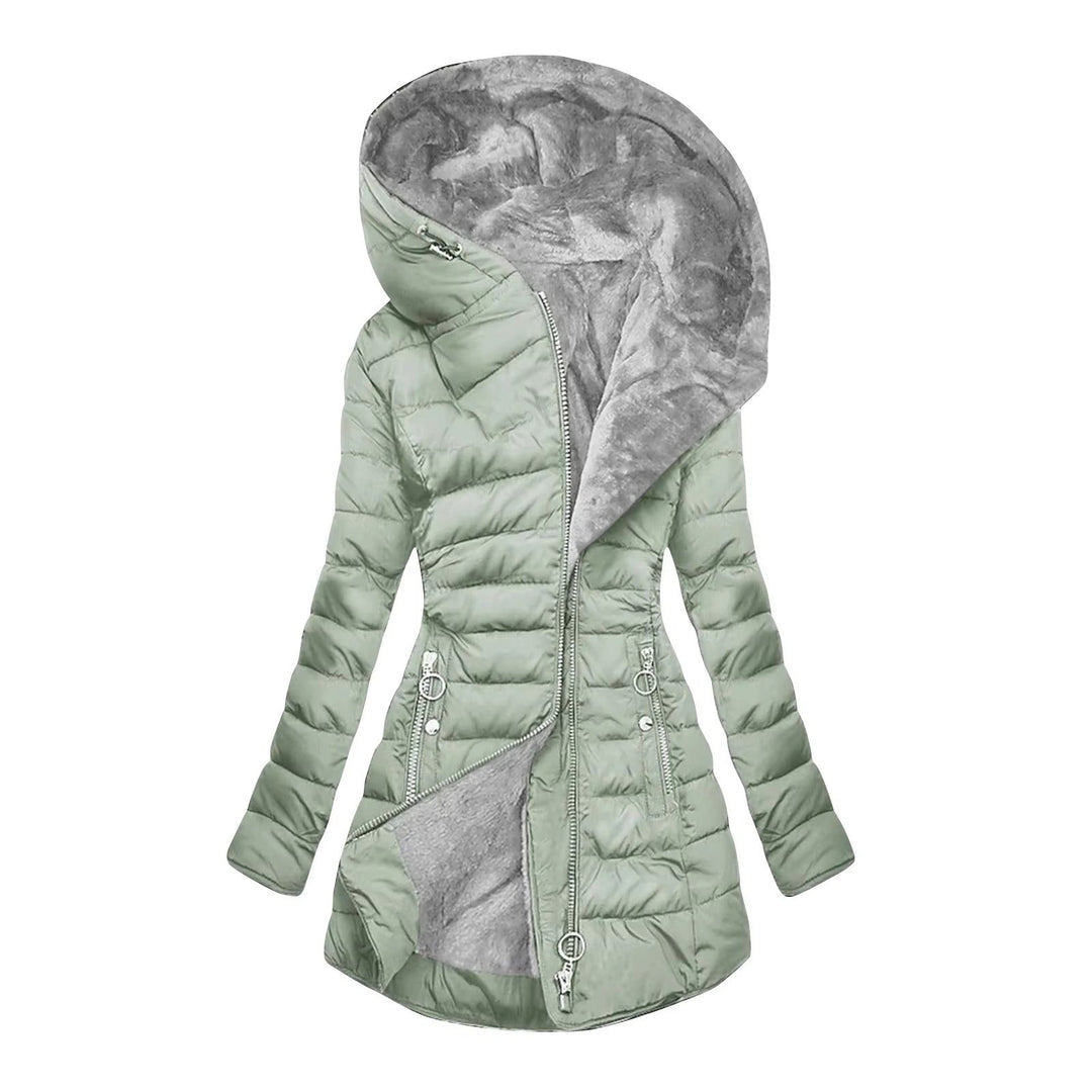 Elise Plush-Hood Longline Puffer Coat