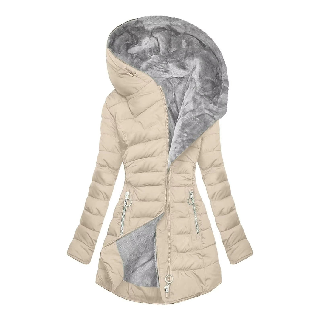 Elise Plush-Hood Longline Puffer Coat