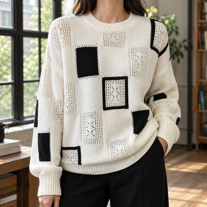 Maia Geometric Openwork Sweater