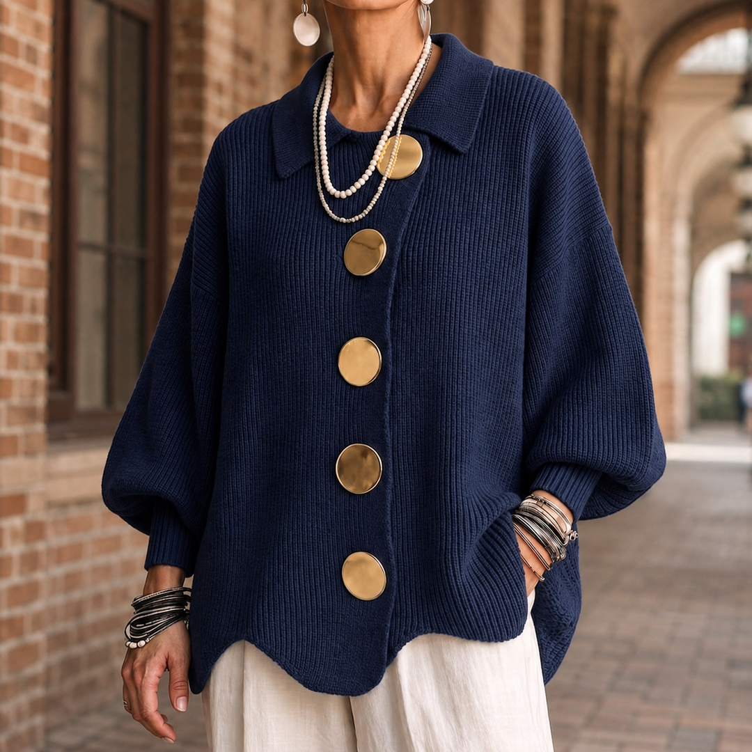 Yulia Statement Button Collared Cardigan