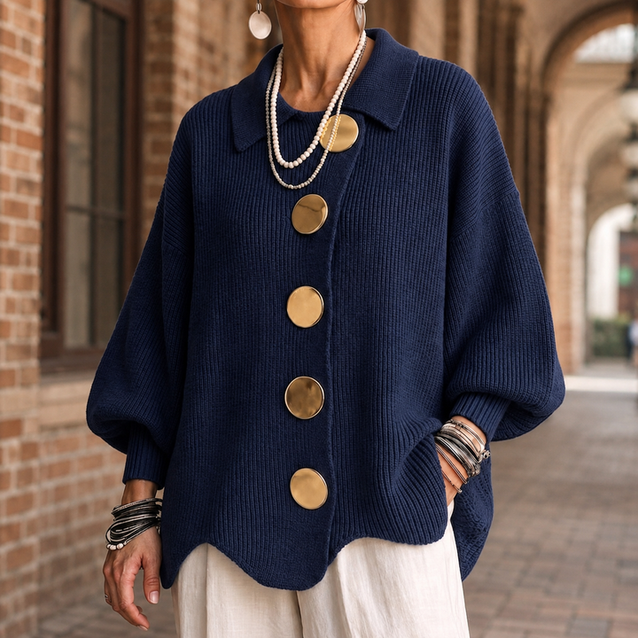 Yulia Statement Button Collared Cardigan
