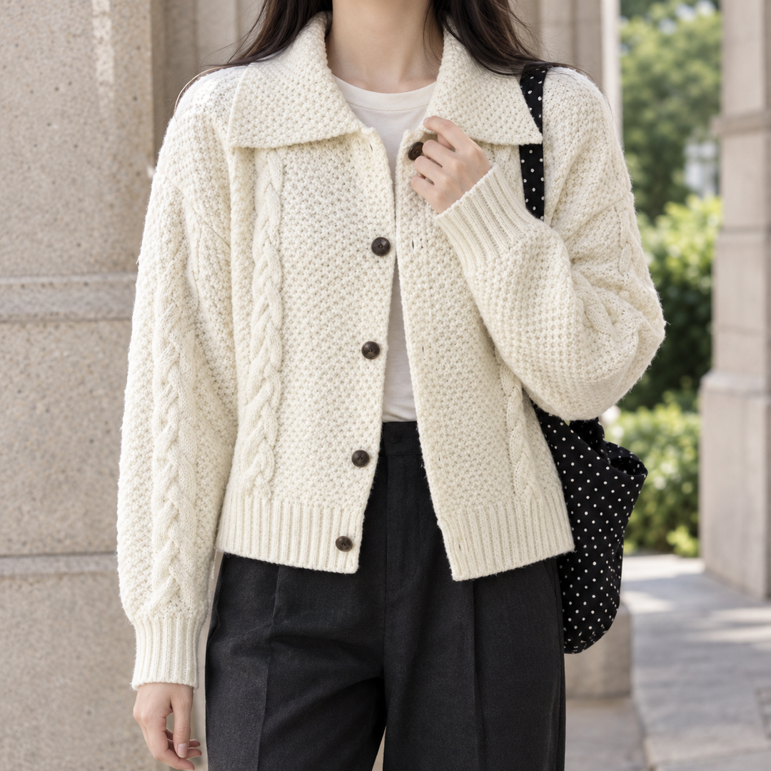Sarah Textured Collared Button Jacket