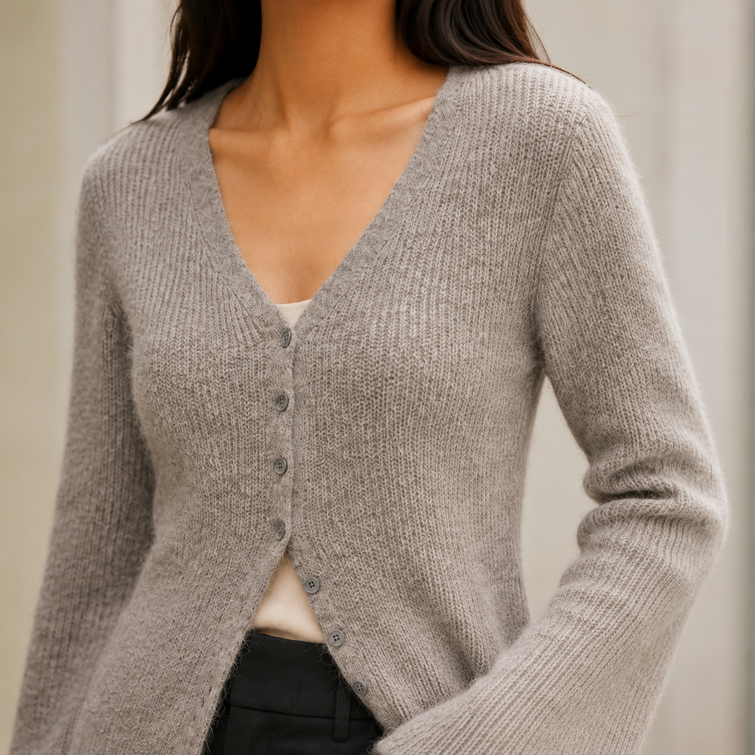 Nimpfa Longline V-Neck Button Cardigan