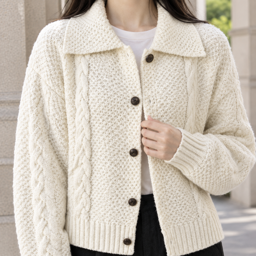 Sarah Textured Collared Button Jacket