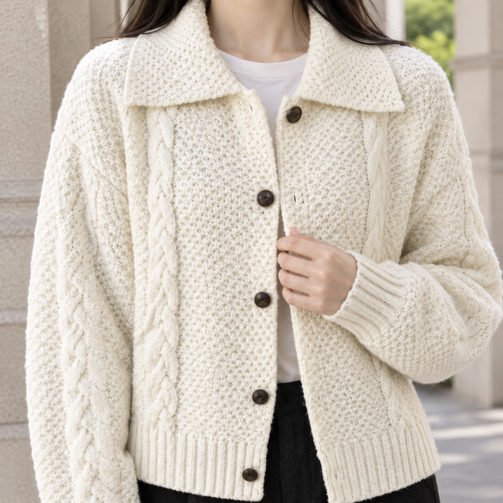 Sarah Textured Collared Button Jacket