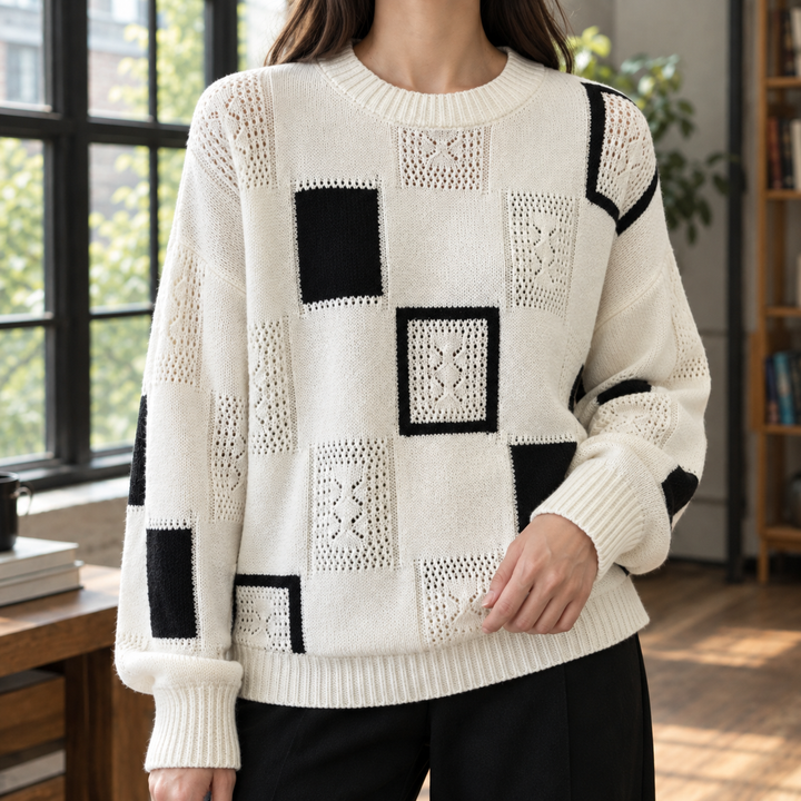 Maia Geometric Openwork Sweater