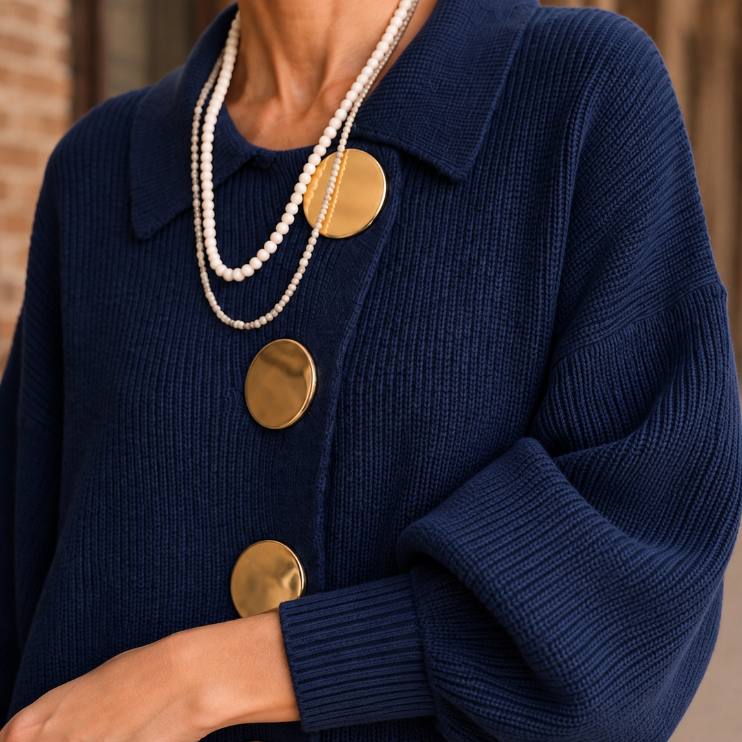 Yulia Statement Button Collared Cardigan