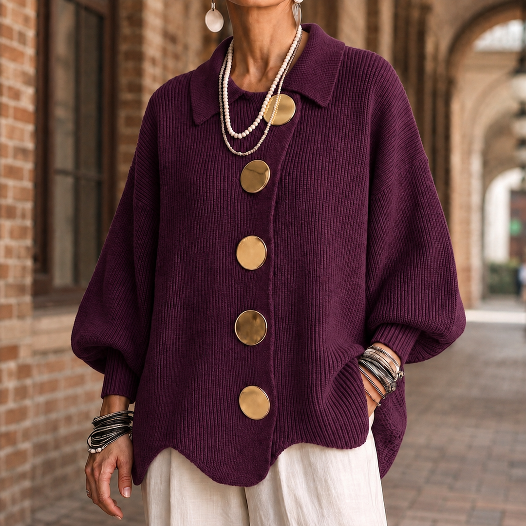 Yulia Statement Button Collared Cardigan