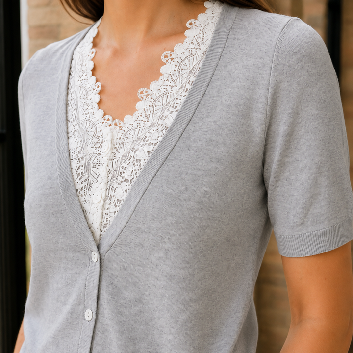 Verdy Lace Trim V-Neck Cardigan