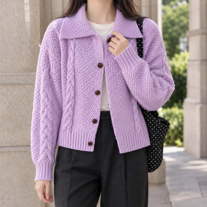 Sarah Textured Collared Button Jacket