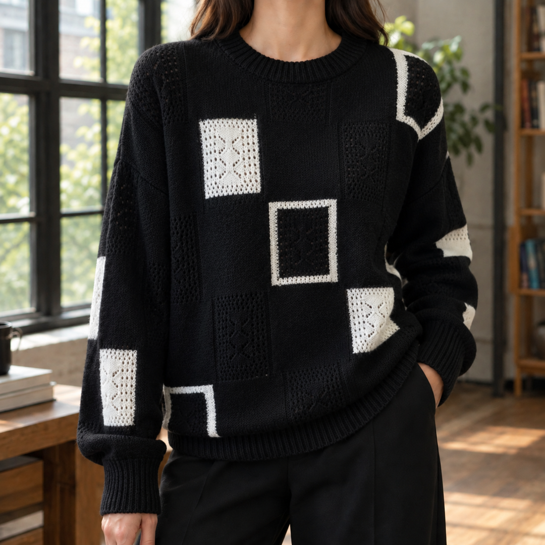 Maia Geometric Openwork Sweater