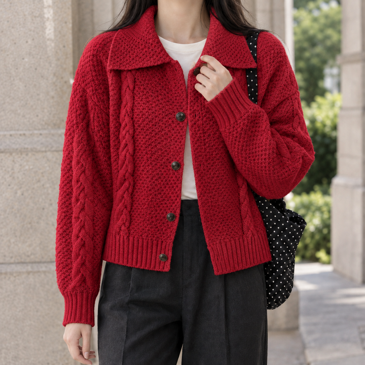 Sarah Textured Collared Button Jacket