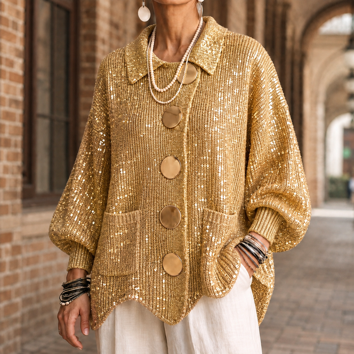 Yulia Statement Button Collared Cardigan