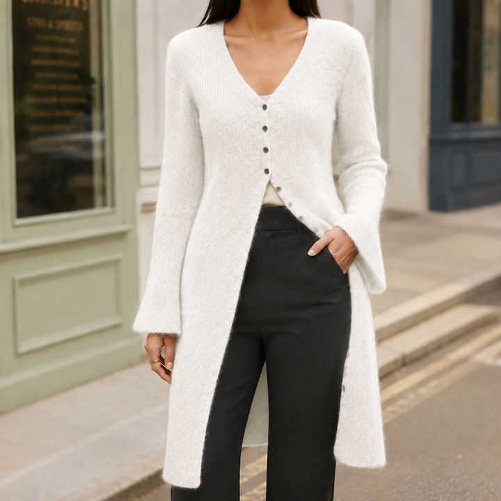 Nimpfa Longline V-Neck Button Cardigan