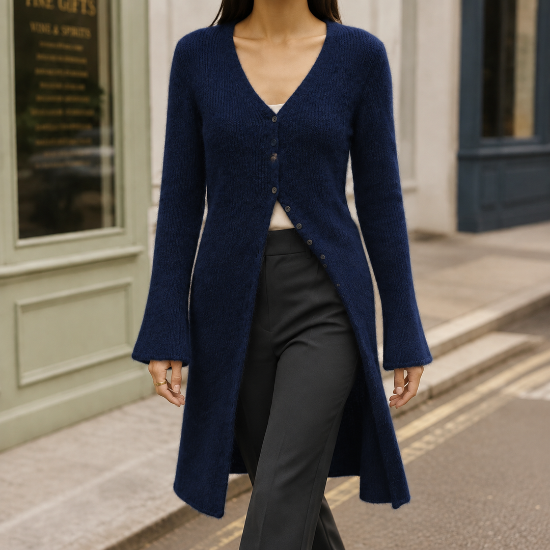 Nimpfa Longline V-Neck Button Cardigan