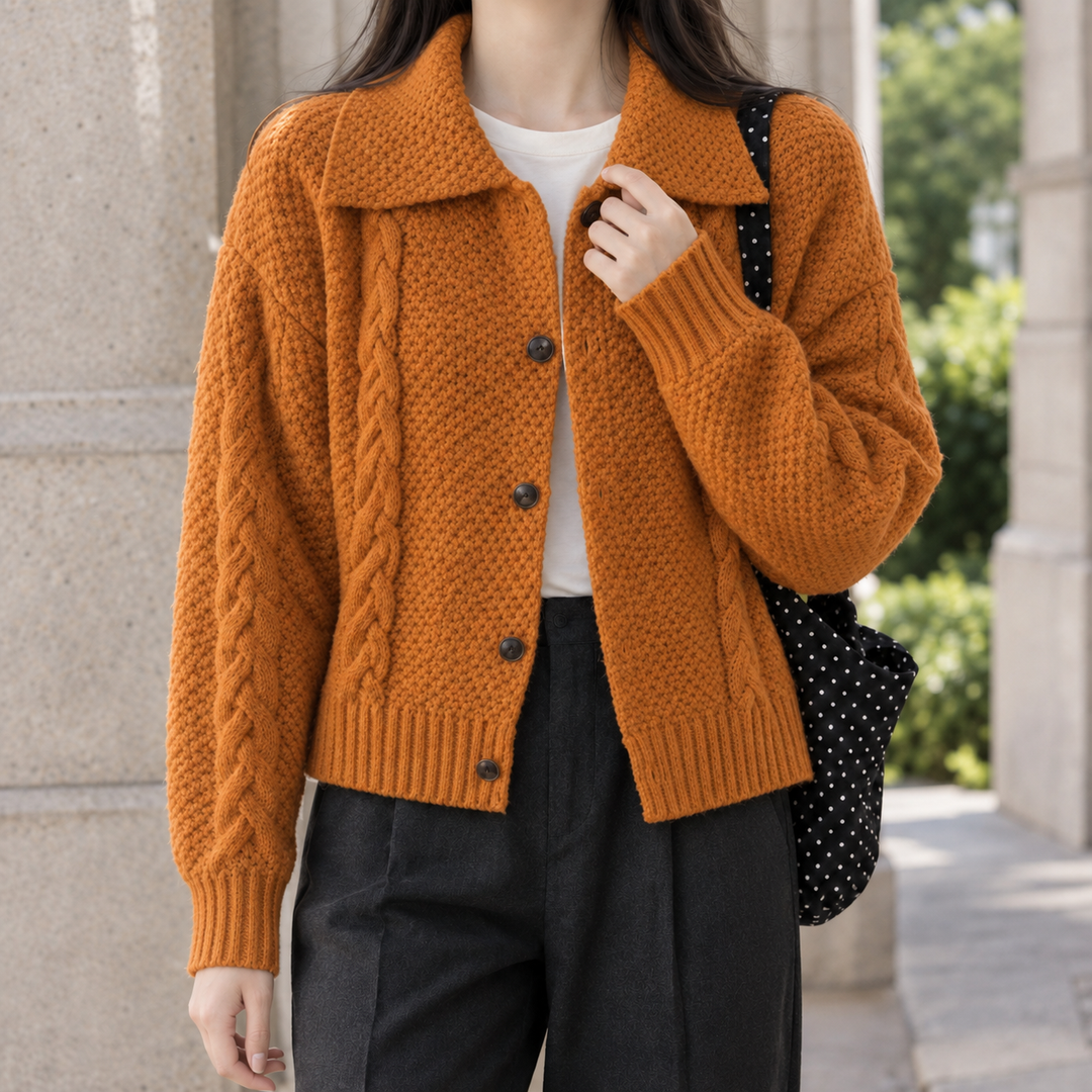 Sarah Textured Collared Button Jacket