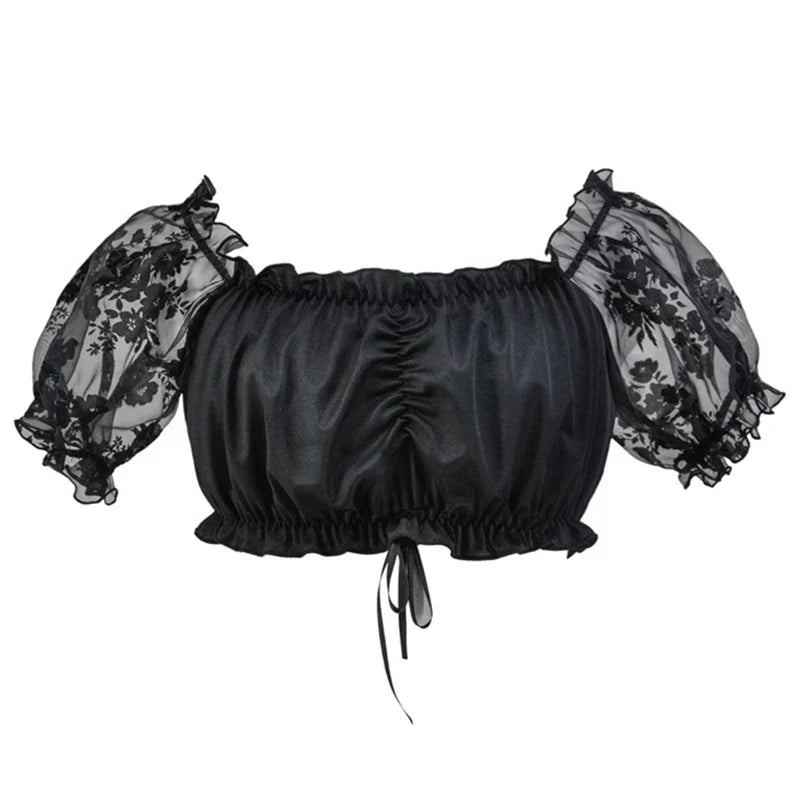 Fabienne Ruched Trim Puff Sleeve Dirndl Blouse